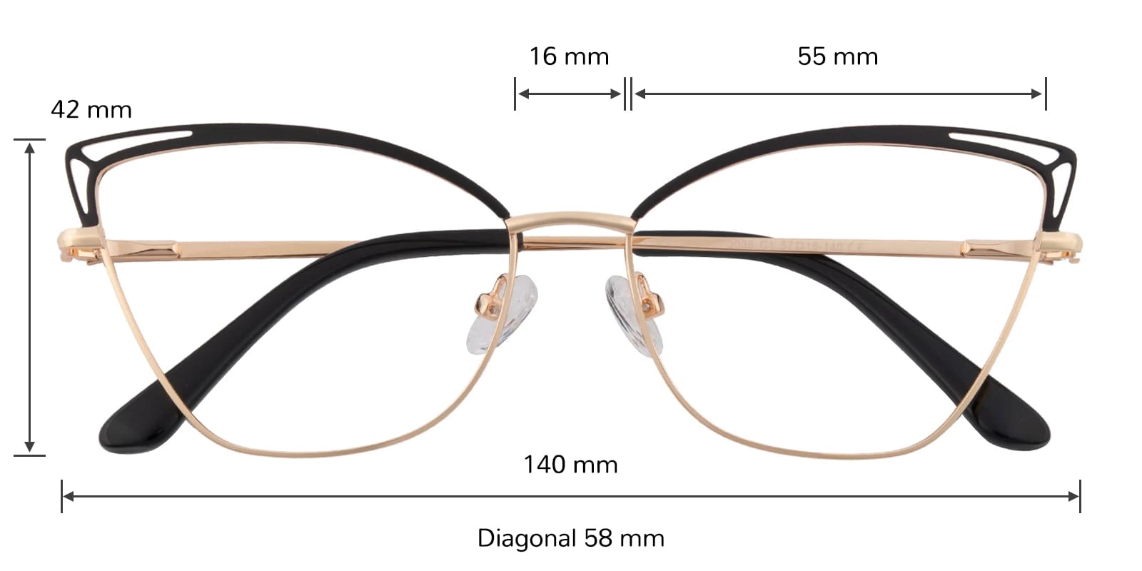 Eunice Cat Eye Golden/Black Eyeglasses | Glassesshop