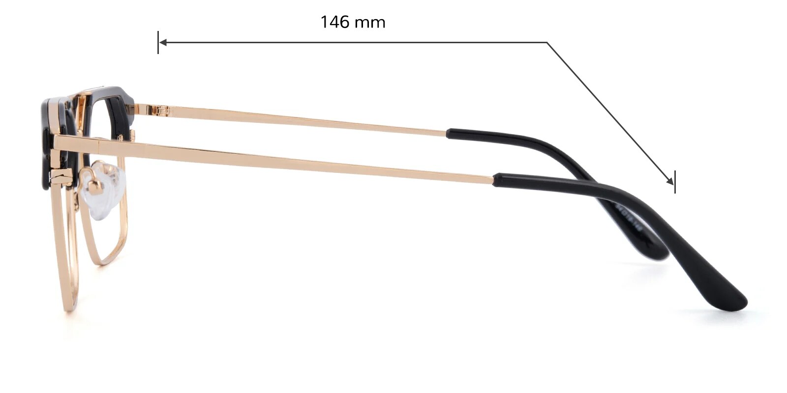 Nathan Aviator,Browline Black/Golden Eyeglasses | Glassesshop