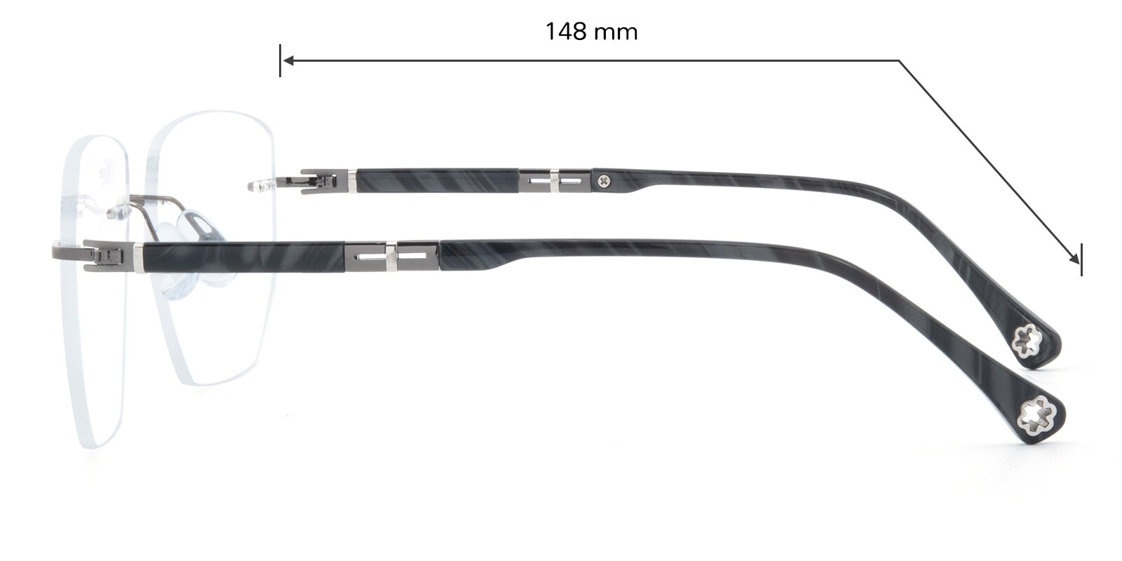 Hiram Polygon Gunmetal Rimless Eyeglasses | Glassesshop