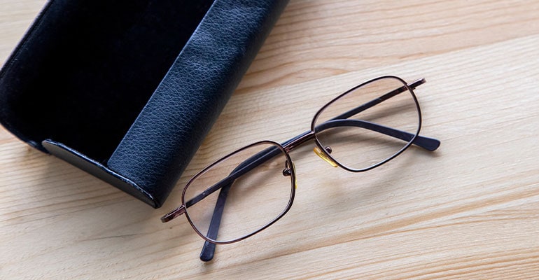 glasses in a case