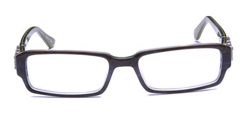 1012 Green&amp;Brown Rectangle Acetate Eyeglasses