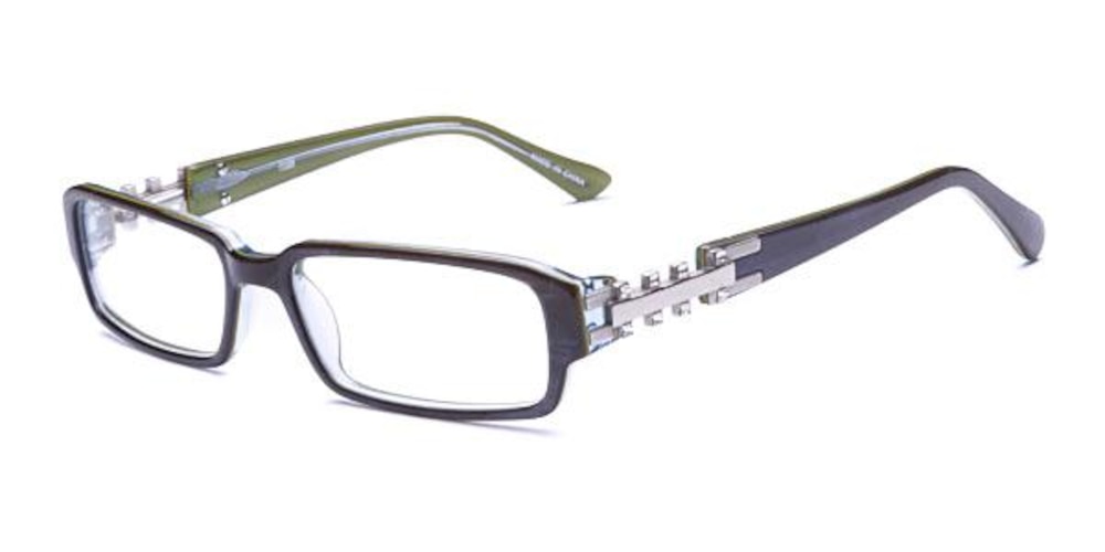 1012 Green&amp;Brown Rectangle Acetate Eyeglasses