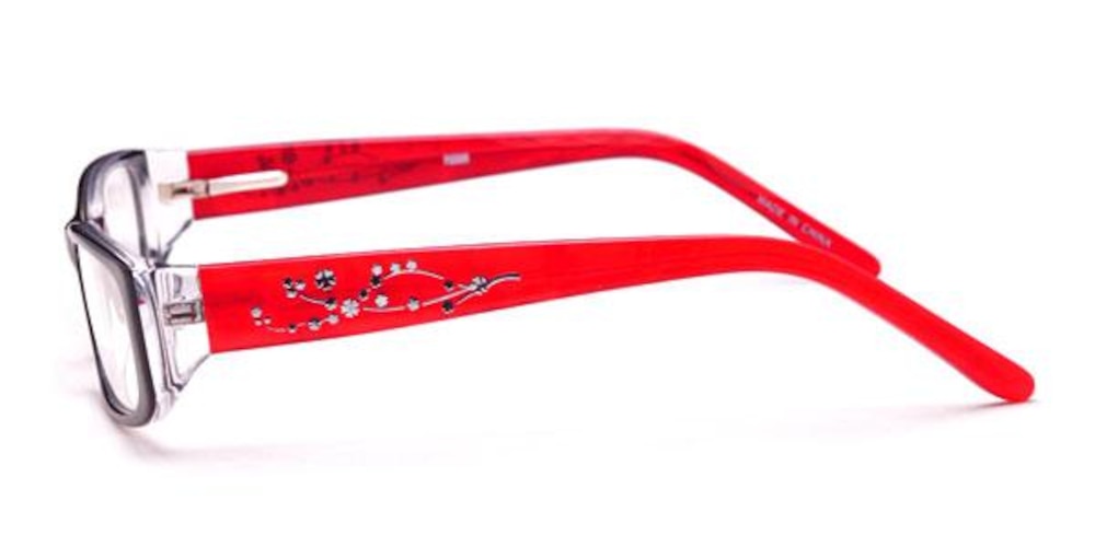 Dampier Black/Red Rectangle Acetate Eyeglasses
