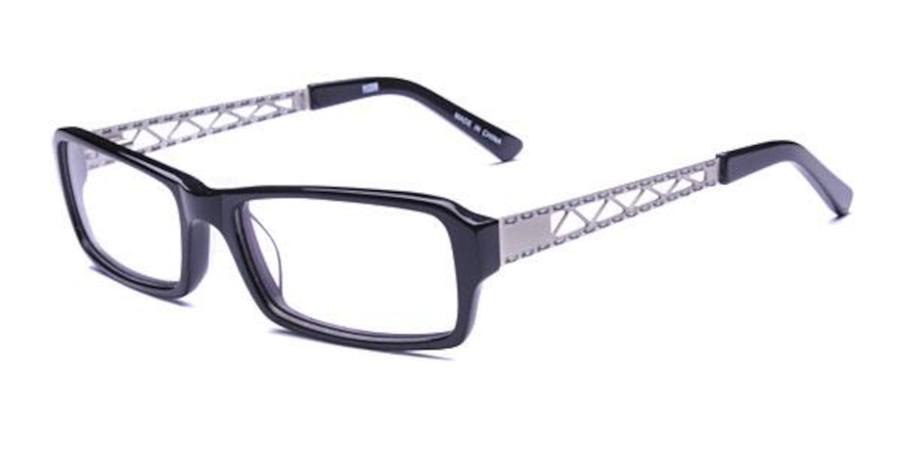 1009 Black Rectangle Acetate Eyeglasses