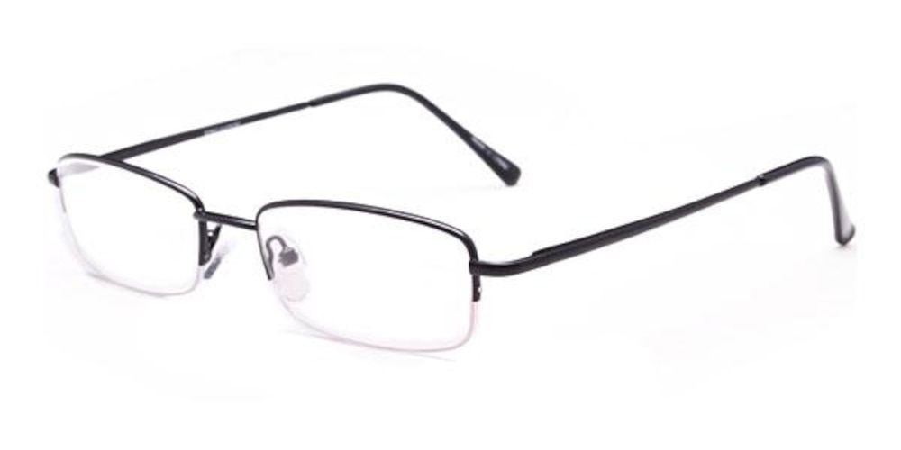Davey Black Rectangle Metal Eyeglasses