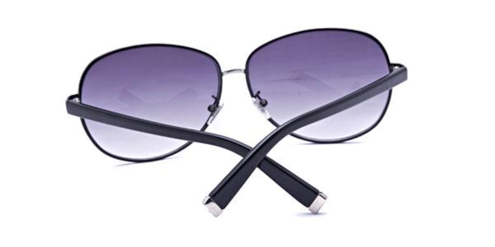Leeds Black Classic Wayframe Metal Sunglasses
