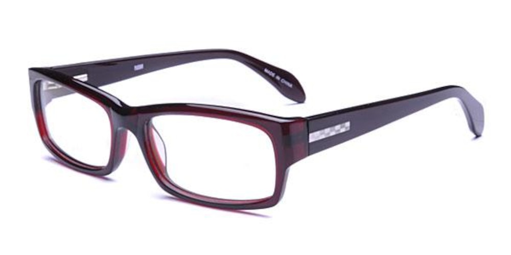 FZ0122 Burgundy Rectangle Plastic Eyeglasses