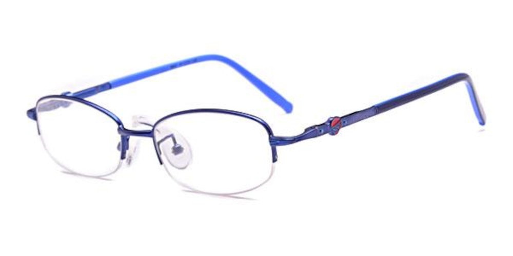 Bruce Blue Round Metal Eyeglasses