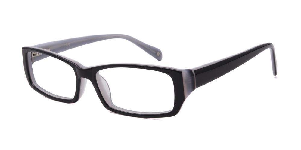 1014 Black/White Rectangle Acetate Eyeglasses