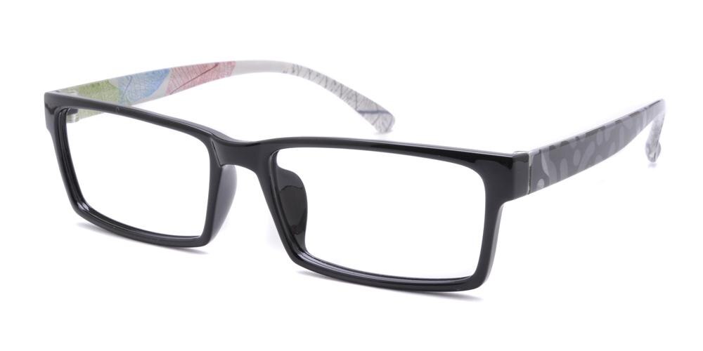 Vorton Black/Pattern Rectangle Plastic Eyeglasses