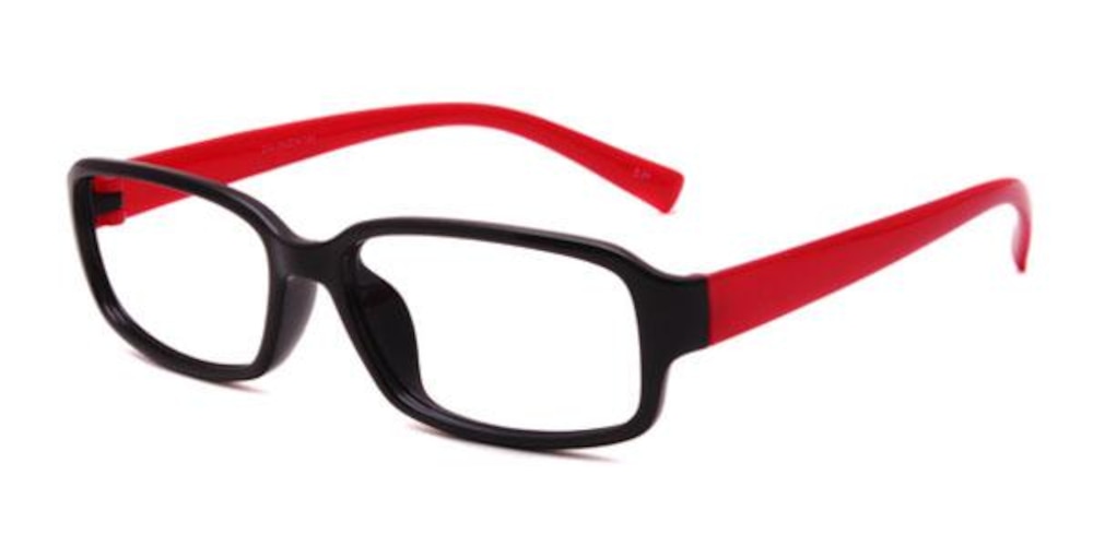 Duny Black/Red Rectangle Plastic Eyeglasses