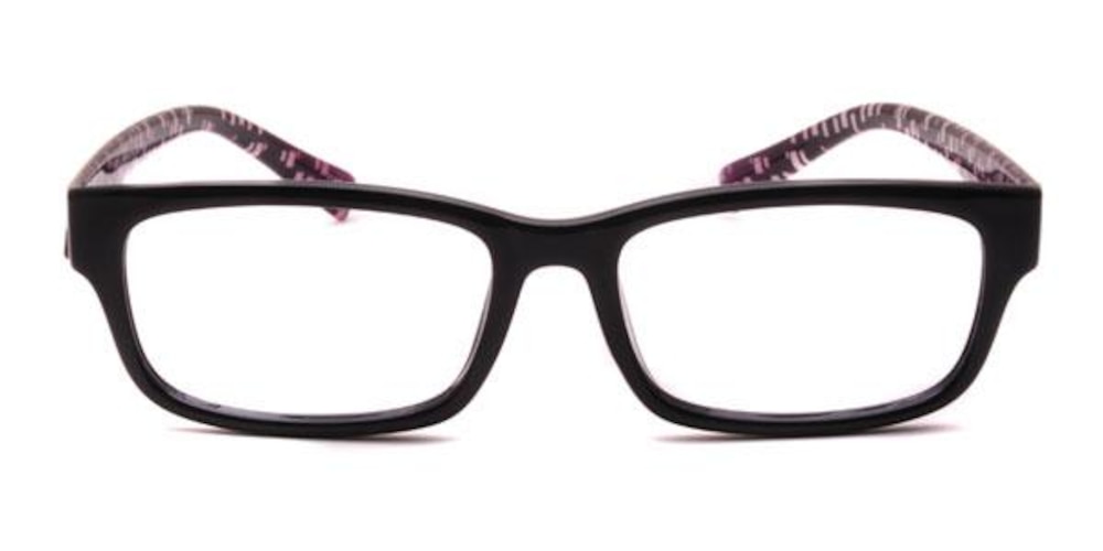 Cannes BlackPatternPurple Rectangle Plastic Eyeglasses