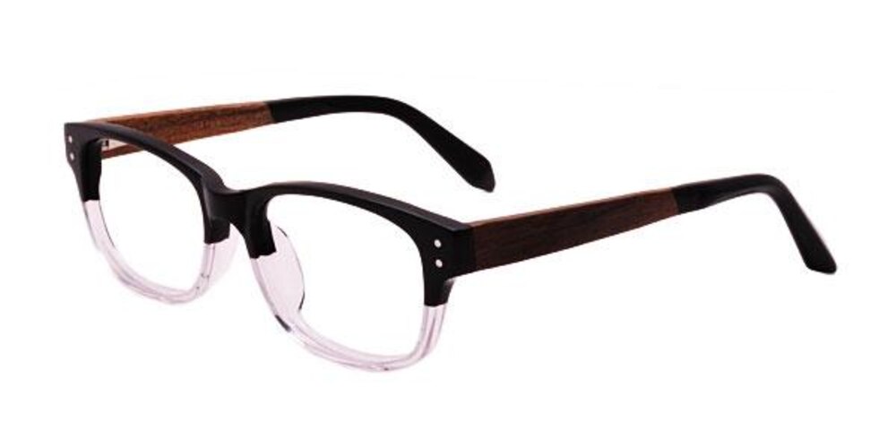 Angers Black/Crystal Oval Acetate Eyeglasses