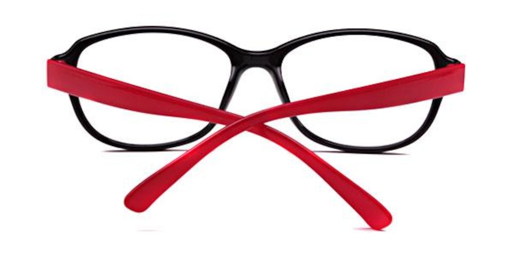 Cole Black/Red Oval Plastic Eyeglasses