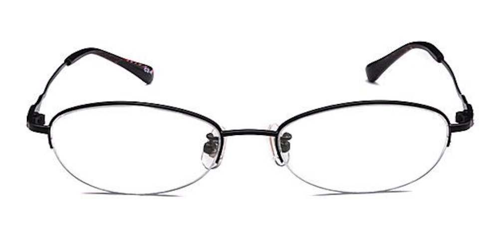 Johnson Black Oval Titanium Eyeglasses