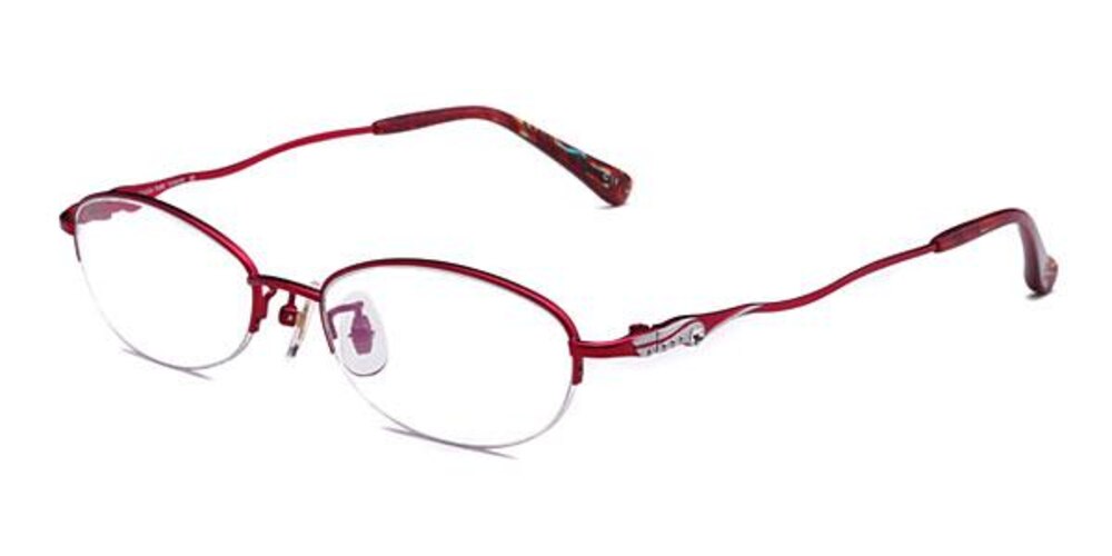 Johnson Red Oval Titanium Eyeglasses