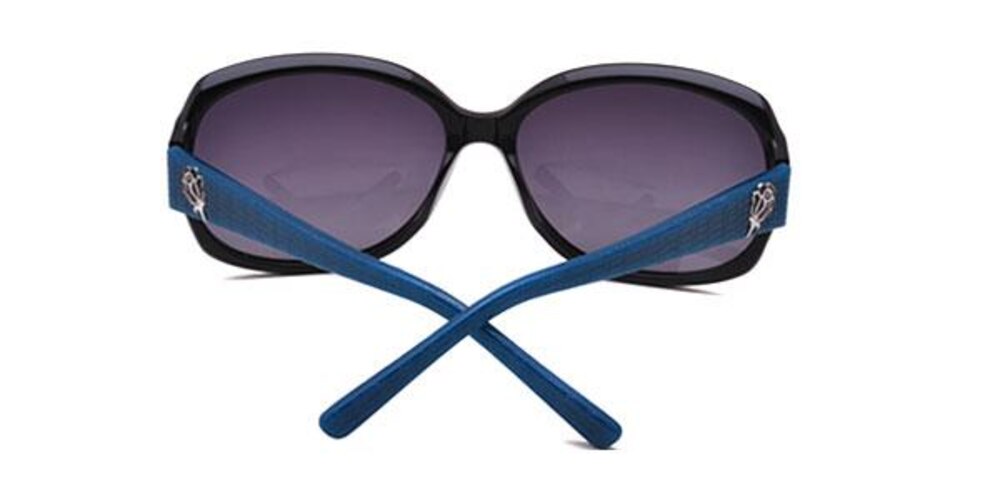 Paulina Black/Blue Round Acetate Sunglasses