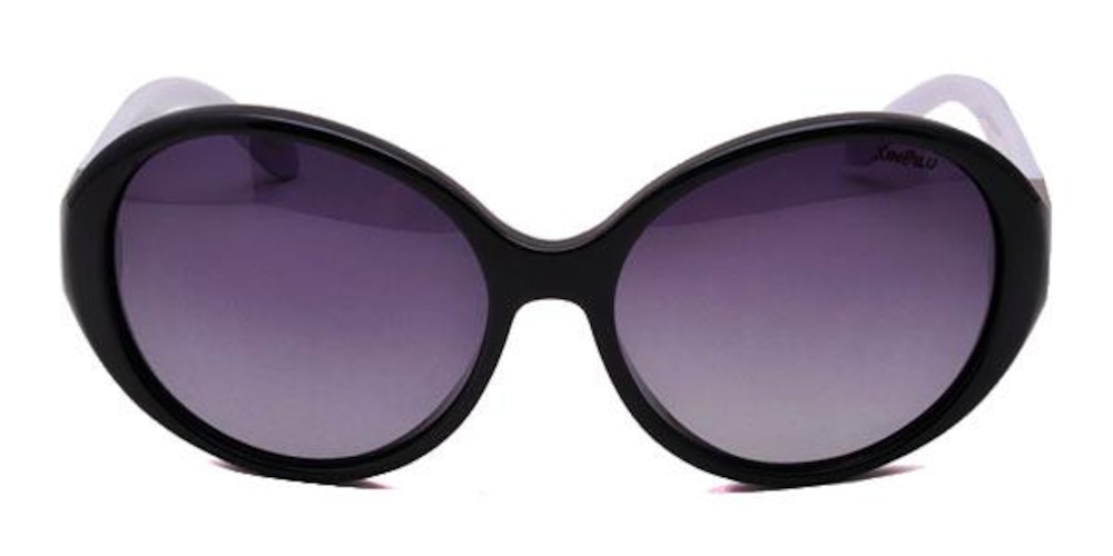 Carmen Black/White Round Acetate Sunglasses
