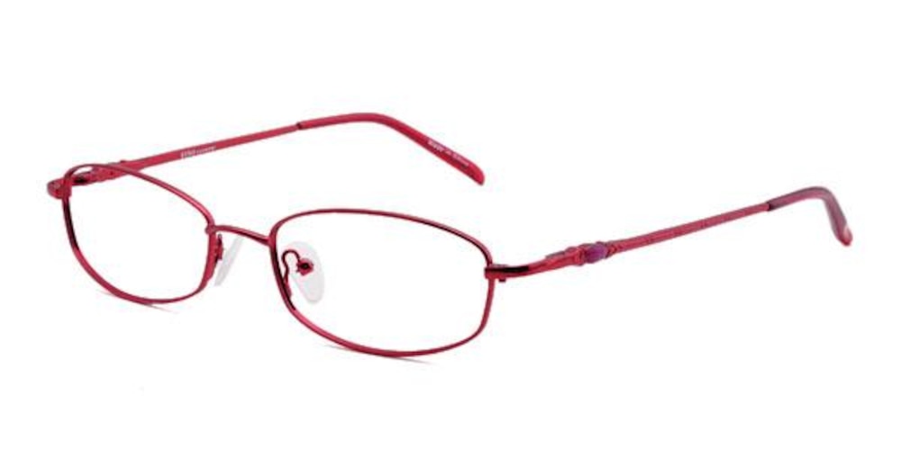 Alma Burgundy Oval Metal Eyeglasses