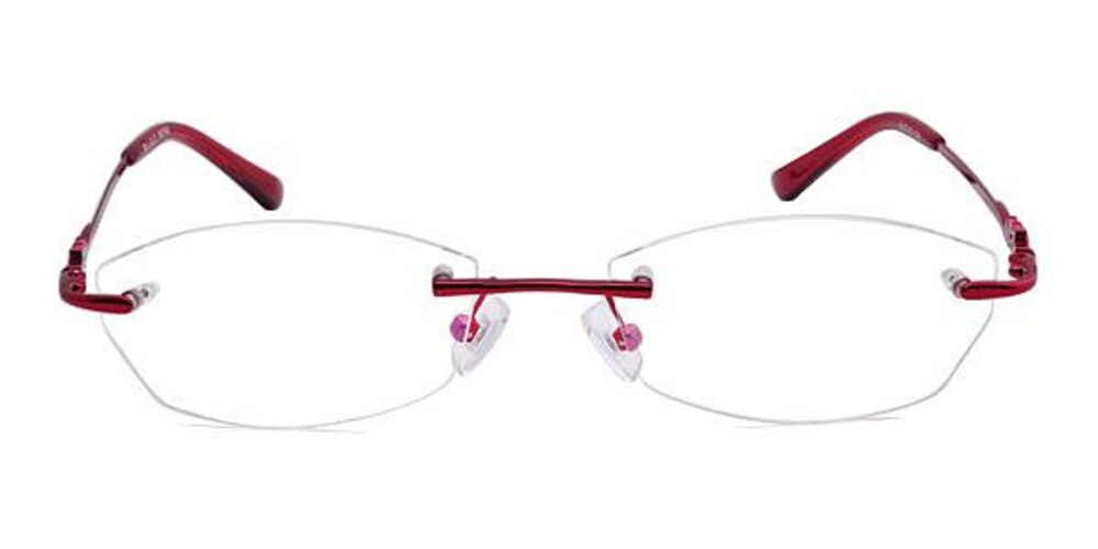 Katit Burgundy Oval Metal Eyeglasses