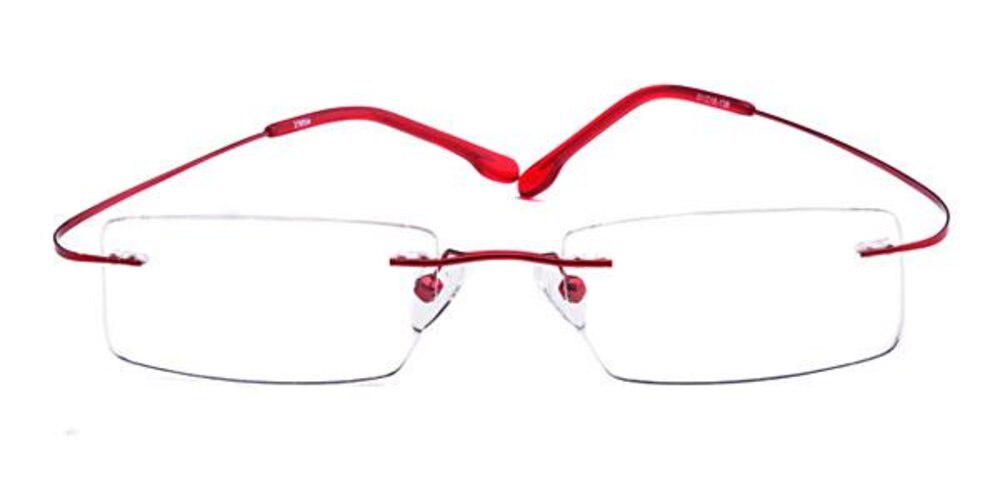 Bordeaux Red Rectangle Metal Eyeglasses