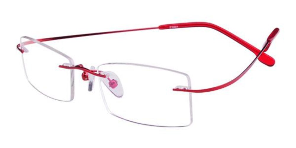 Darlene Red Rectangle Metal Eyeglasses