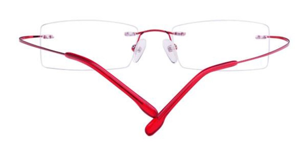 Darlene Red Rectangle Metal Eyeglasses