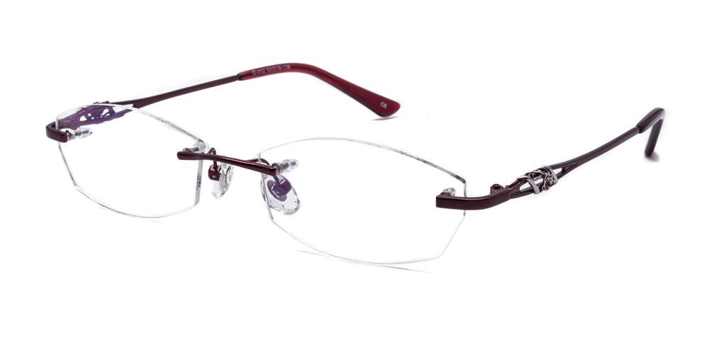 Patricia Burgundy Oval Metal Eyeglasses