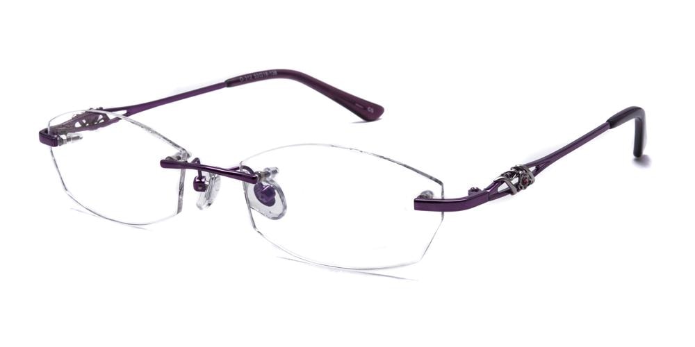 Patricia Purple Oval Metal Eyeglasses
