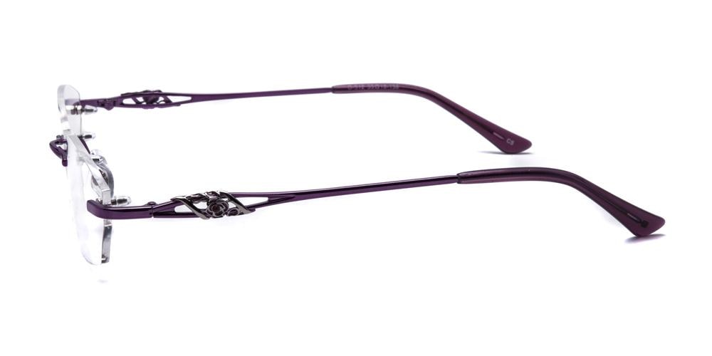 Patricia Purple Oval Metal Eyeglasses