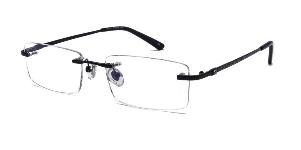 Benedict Black Rectangle Metal Eyeglasses