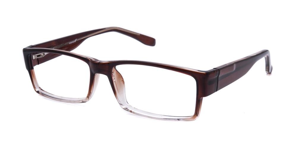 Denton Brown/Crystal Rectangle Plastic Eyeglasses