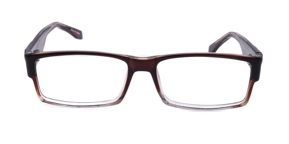 Denton Brown/Crystal Rectangle Plastic Eyeglasses