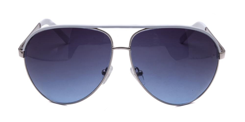 Plano Silver/White Aviator Metal Sunglasses