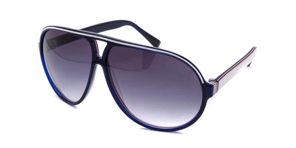 Auburn Blue/White Aviator Acetate Sunglasses