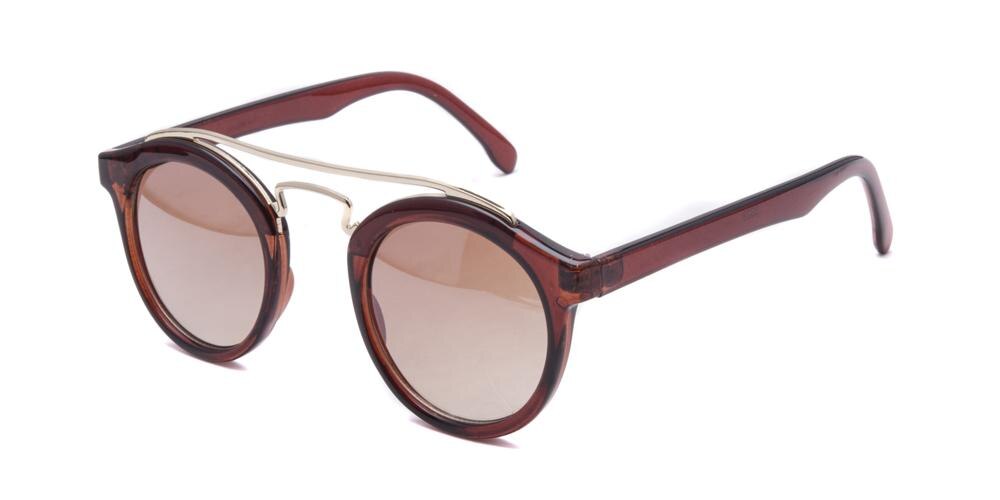 Irma Brown Round Plastic Sunglasses