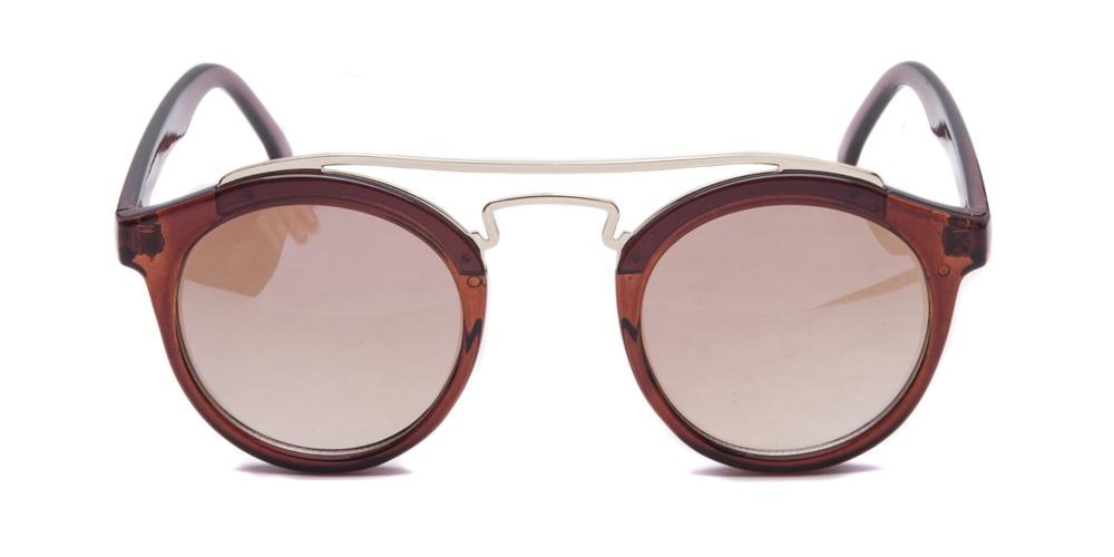 Irma Brown Round Plastic Sunglasses