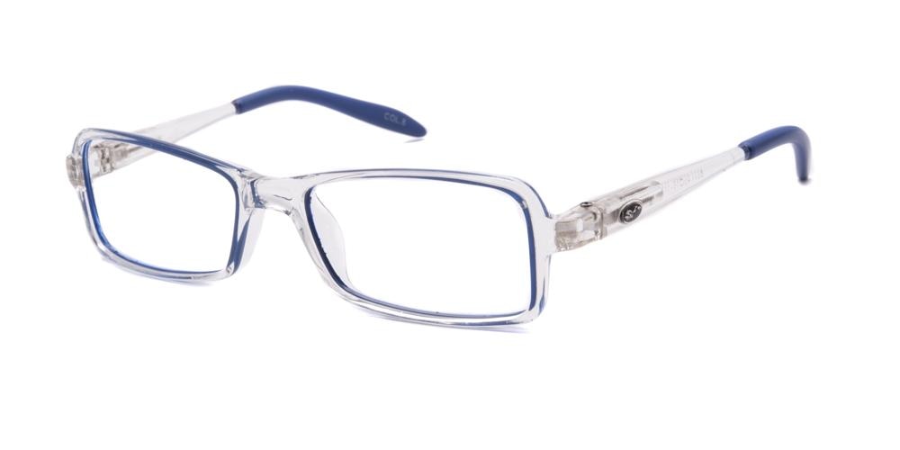 Elvis Crystal/Blue Rectangle Plastic Eyeglasses