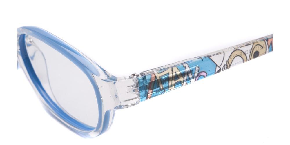 Aubrey Crystal/Blue Oval Plastic Eyeglasses