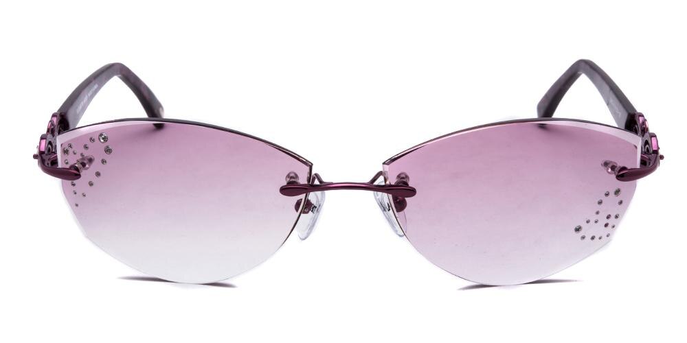 Elizabeth Burgundy Oval Metal Sunglasses