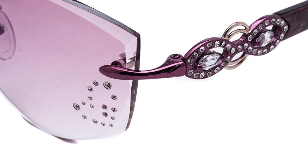 Elizabeth Burgundy Oval Metal Sunglasses