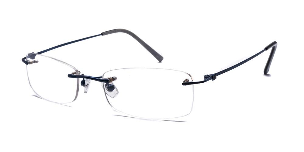 Provo Blue Rectangle Metal Eyeglasses