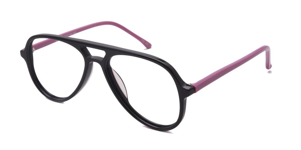 Youngstown Black/Pink Aviator Acetate Eyeglasses