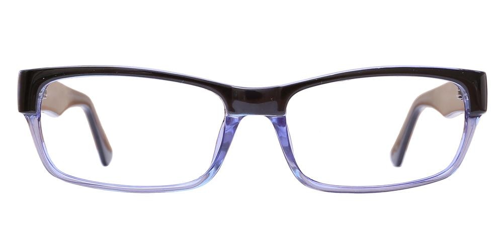Steven Black/Blue Rectangle Plastic Eyeglasses