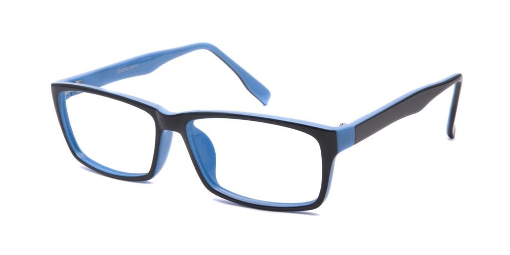 ElPaso Black/blue Rectangle Plastic Eyeglasses