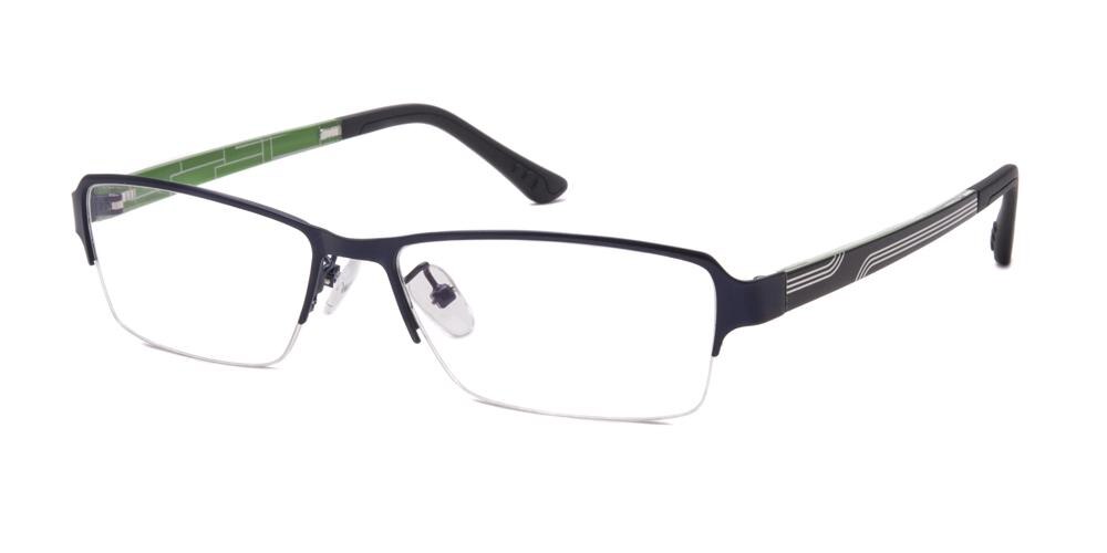 Winfred Blue/Green Rectangle Metal Eyeglasses