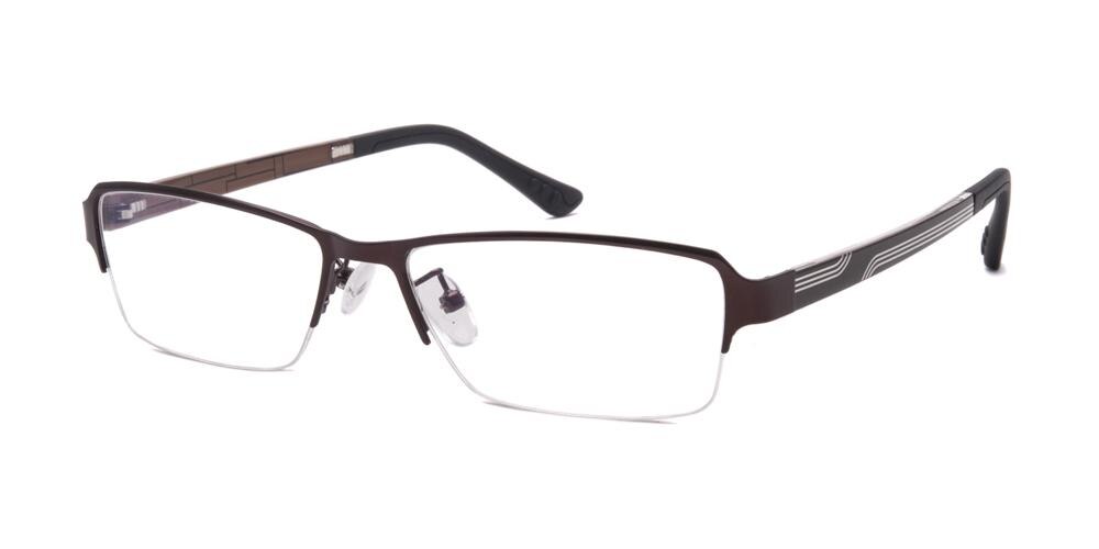 Winfred Brown Rectangle Metal Eyeglasses