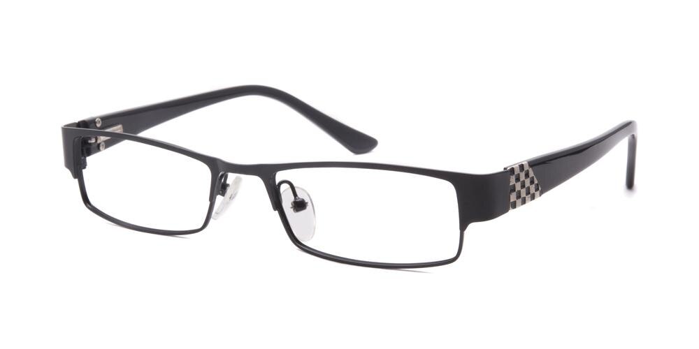 Athens Black Rectangle Metal Eyeglasses