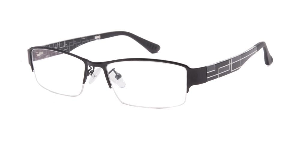 Vito Black Rectangle Metal Eyeglasses
