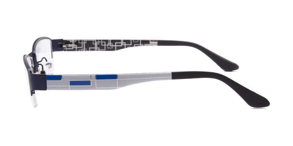 Vito Blue/White Pattern Rectangle Metal Eyeglasses